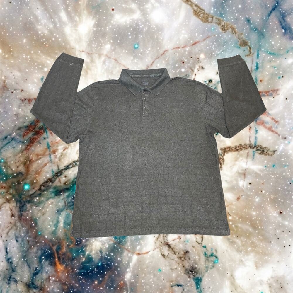 Van Heusen Mens XL Grid Knit Long Sleeve Mock Neck Henley Sweater